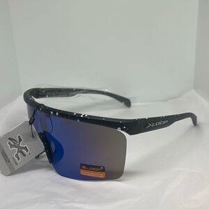 XLoop Sport Shield Sunglasses – Blue Frame, Mirrored Lens, UV400 Protection, Pol